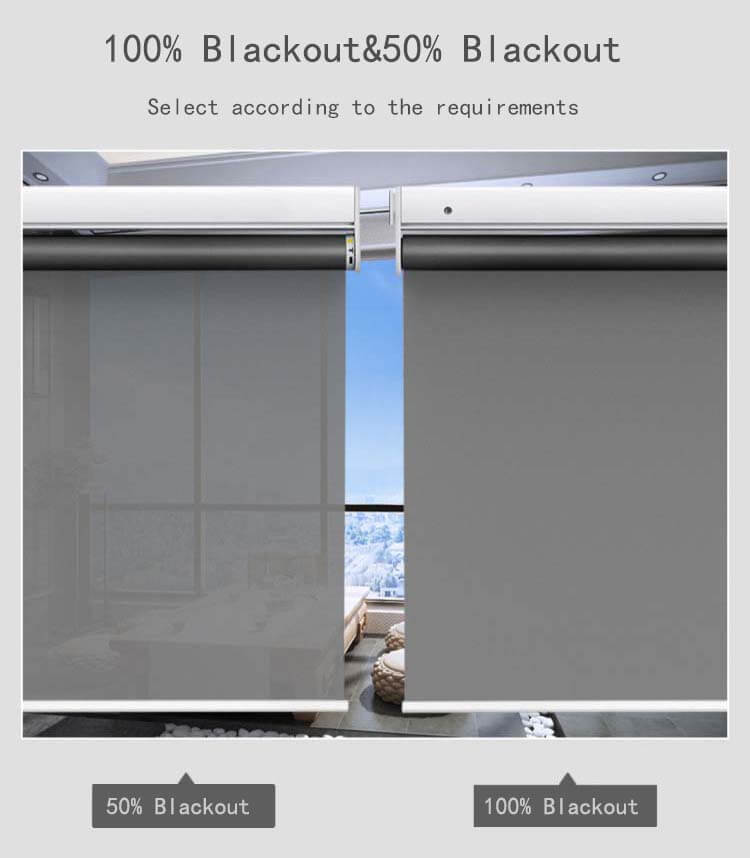 No Drill Motorized Blinds with Remote, Blackout Automatic Blinds with Solar Panel, Cordless Smart Electric Roller Shades for Windows