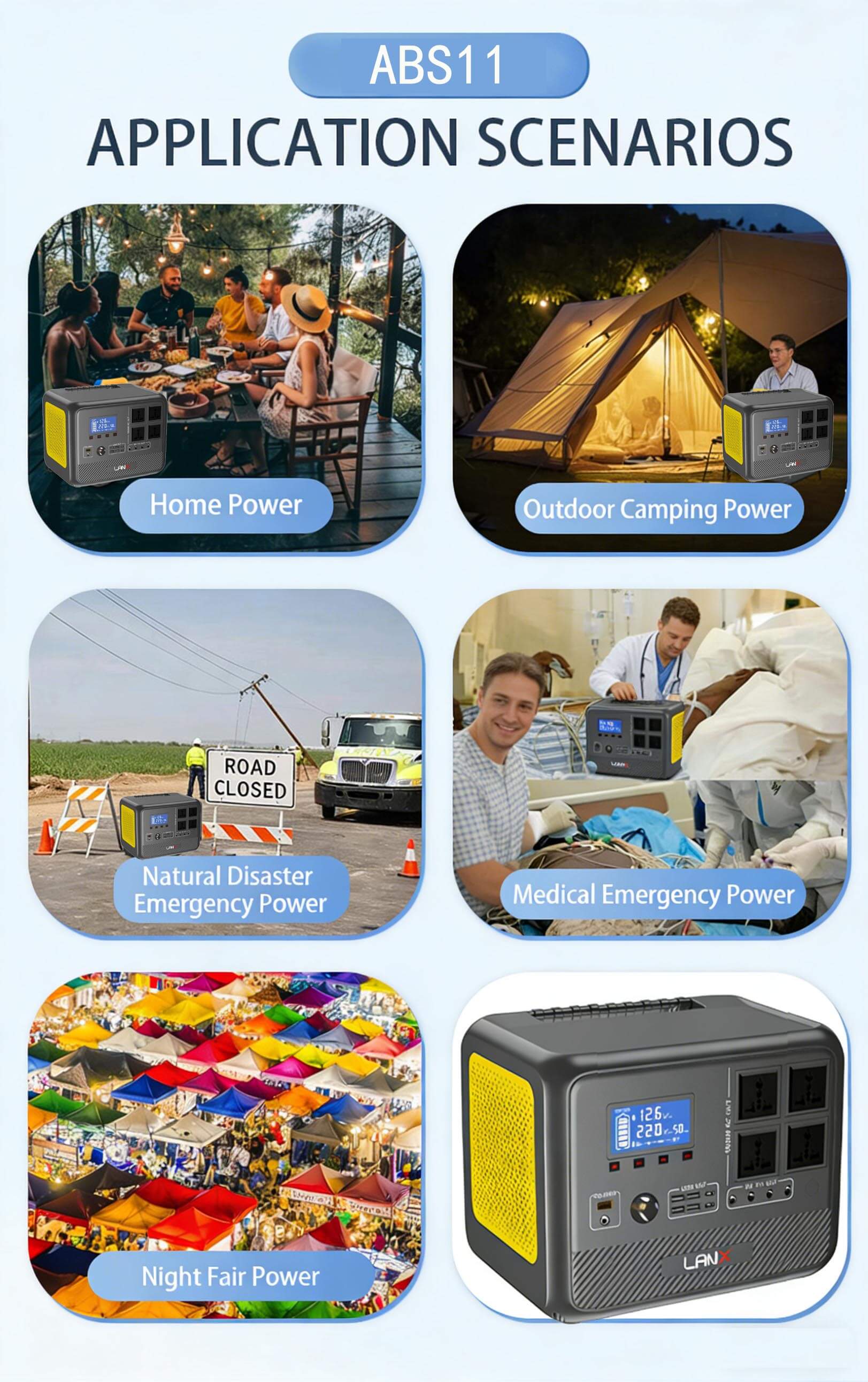 Harmony Star 1152Wh Portable Power Station, 1500W Rated Power, Camping LiFePO4 Battery Solar Generator for Home Backup, Outdoor Emergency, RV, Van, fishing