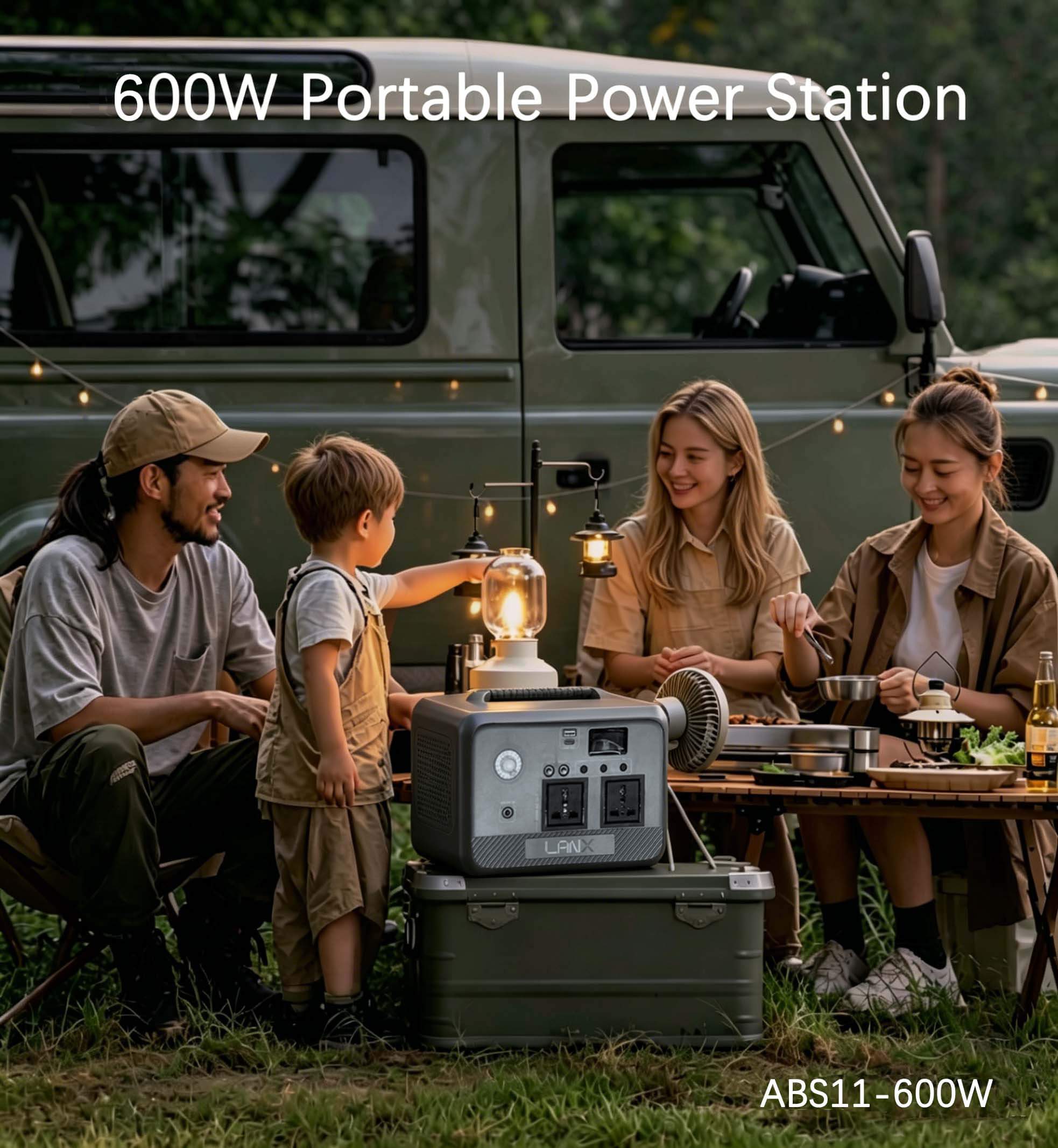 Harmony Star 384Wh Portable Power Station, 600W Rated Power, Camping LiFePO4 Battery, Solar Generator for Home Backup, Outdoor Emergency, RV, Van, fishing
