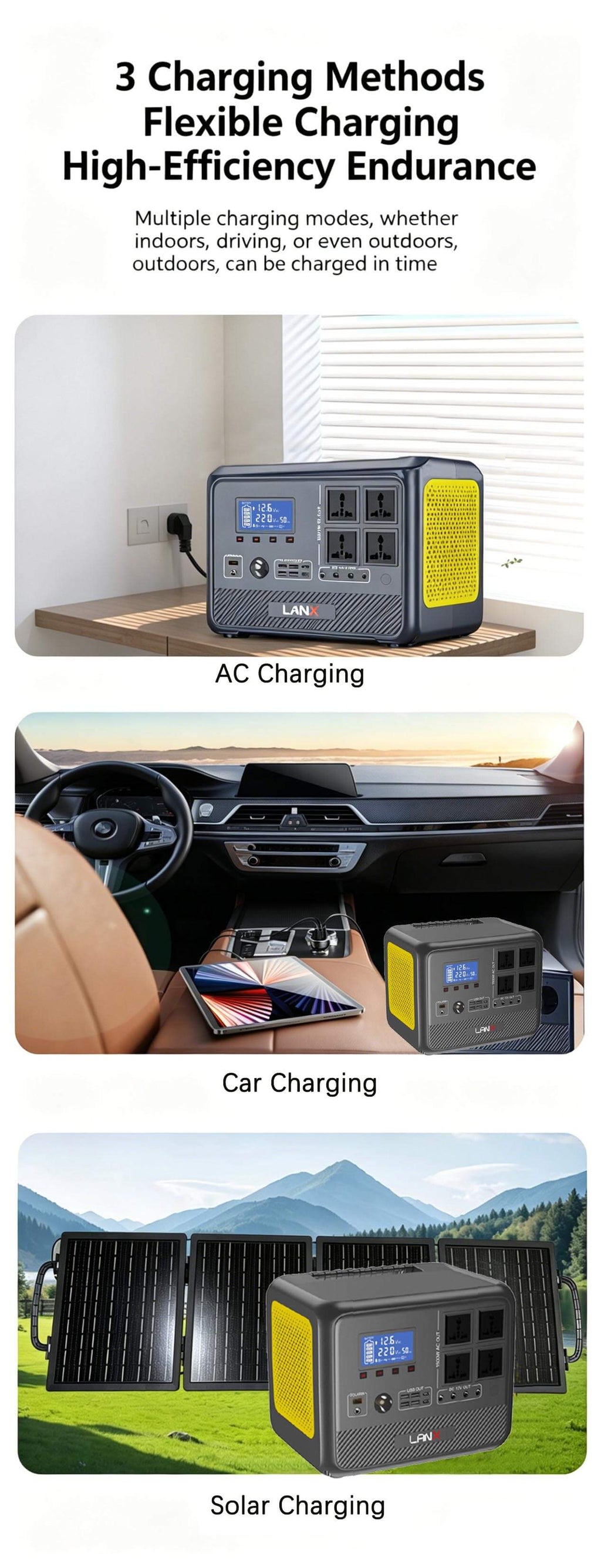 Harmony Star 1152Wh Portable Power Station, 1500W Rated Power, Camping LiFePO4 Battery Solar Generator for Home Backup, Outdoor Emergency, RV, Van, fishing