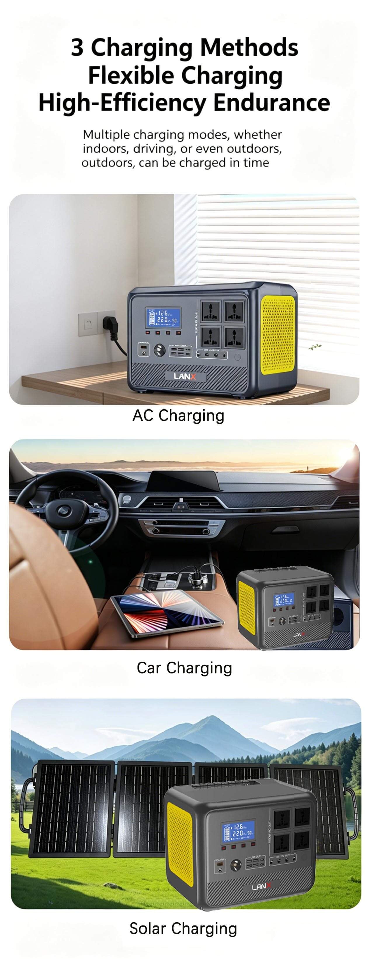 Harmony Star 1152Wh Portable Power Station, 1500W Rated Power, Camping LiFePO4 Battery Solar Generator for Home Backup, Outdoor Emergency, RV, Van, fishing