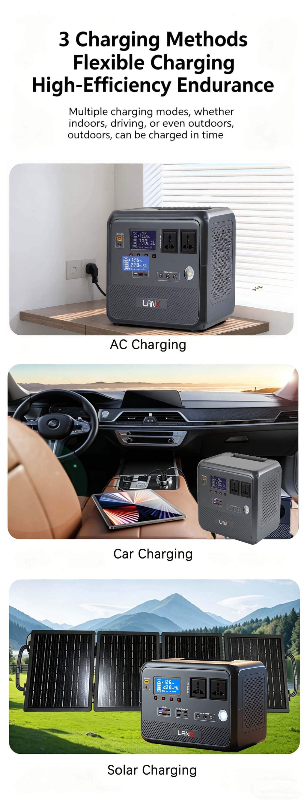 Harmony Star 768Wh Portable Power Station, 1000W Rated Power, Camping LiFePO4 Battery, Solar Generator for Home Backup, Outdoor Emergency, RV, Van, fishing