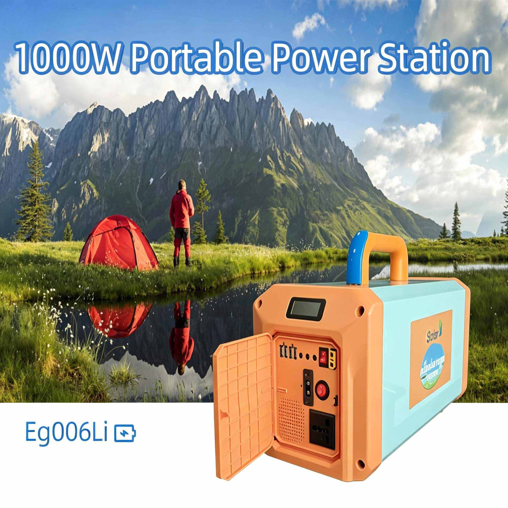 Harmony Star 1280Wh Portable Power Station, 1000W Rated Power, Camping LiFePO4 Battery Solar Generator for Home Backup, Outdoor Emergency, RV, Van, fishing